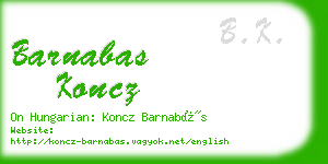 barnabas koncz business card
